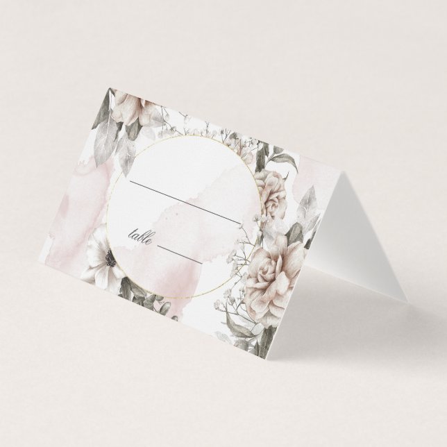 tarjeta de mesa boda floral romántica plateada (Anverso)