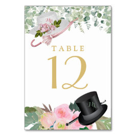 Tarjeta De Mesa Boda floral romántico de oro rosado de Rubor