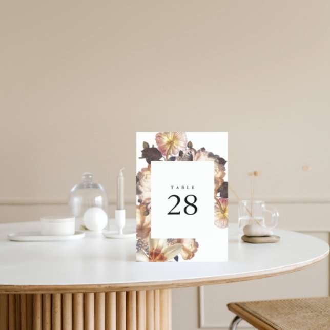 Tarjeta De Mesa Boda floral romántico moderno (Subido por el creador)