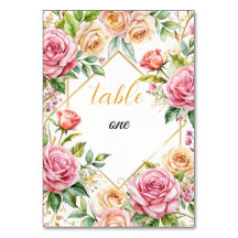 Boda floral romántico Número de tabla