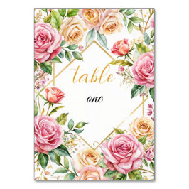 Tarjeta De Mesa Boda floral romántico Número de tabla