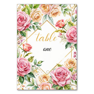 Tarjeta De Mesa Boda floral romántico Número de tabla