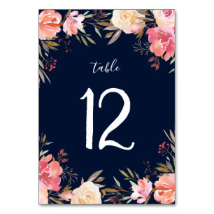 Tarjeta De Mesa Boda floral romántico Rubor Bloom Número de tabla