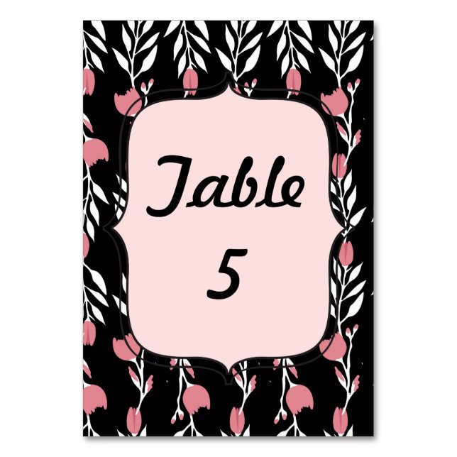 Tarjeta De Mesa Boda Floral Rosa (Anverso)