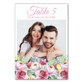 Tarjeta De Mesa Boda Floral Rosa