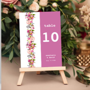 Tarjeta De Mesa Boda Floral Rosa