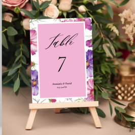 Tarjeta De Mesa Boda Floral Rosa