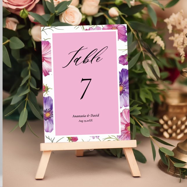 Tarjeta De Mesa Boda Floral Rosa (Subido por el creador)