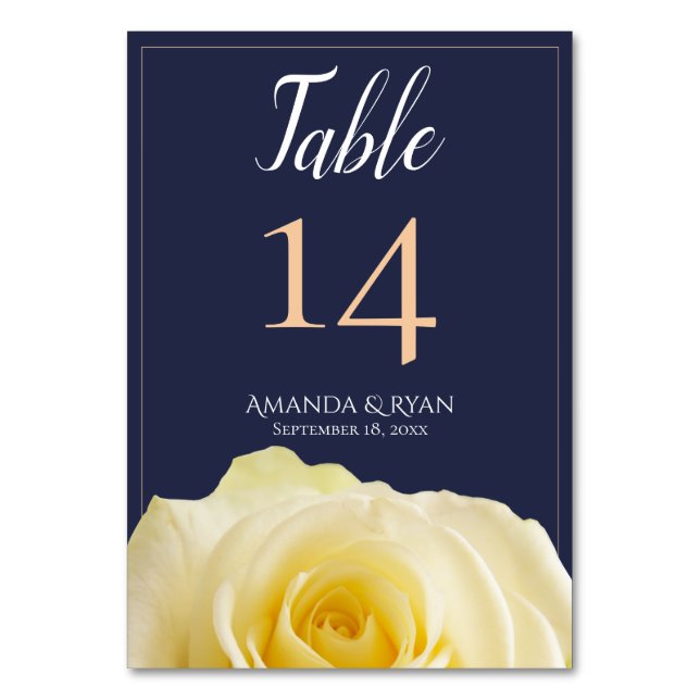 Tarjeta De Mesa Boda floral rosa amarillo amarillo azul moderno (Anverso)