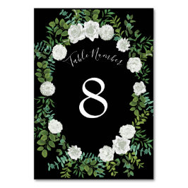 Tarjeta De Mesa Boda floral rosa blanca y negra