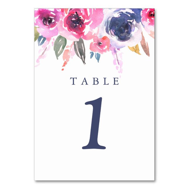Tarjeta De Mesa Boda floral rosa bonito (Anverso)