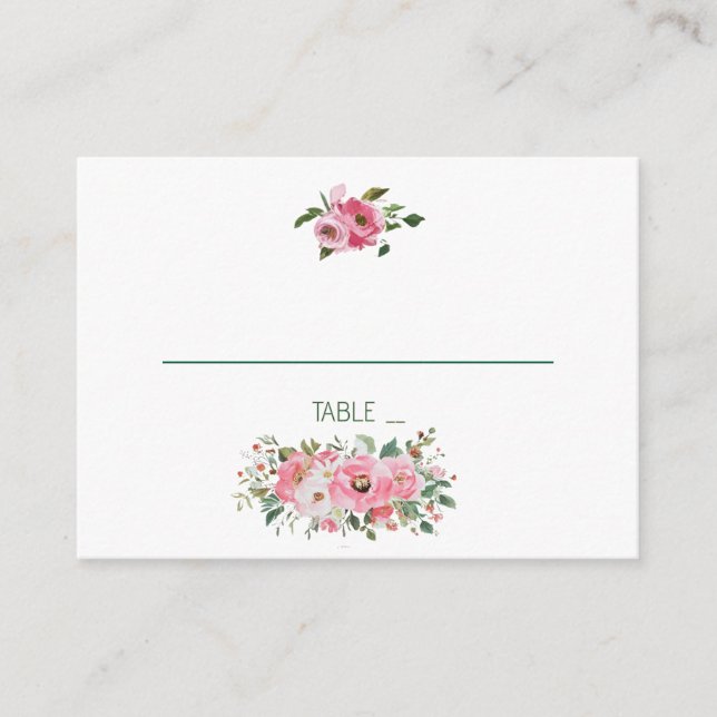 Tarjeta De Mesa Boda floral rosa brillante (Anverso)