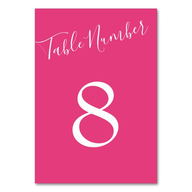 Tarjeta De Mesa Boda floral rosa brillante número de tabla (Reverso)