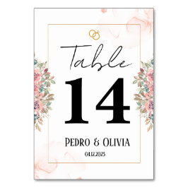 Tarjeta De Mesa Boda floral rosa moderno