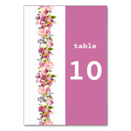 Tarjeta De Mesa Boda Floral Rosa Número de tabla
