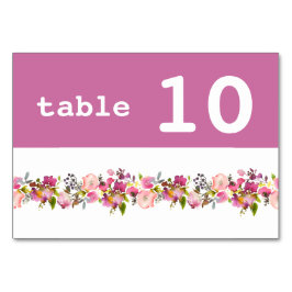 Tarjeta De Mesa Boda floral rosa número de tabla horizontal