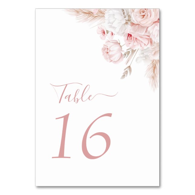 Tarjeta De Mesa boda floral rosa polvoriento moderno (Anverso)