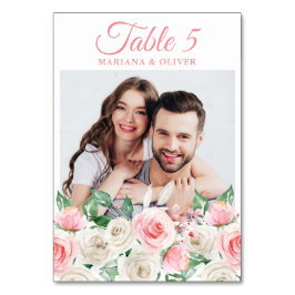 Tarjeta De Mesa Boda Floral Rosa-Rosa