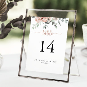 Tarjeta De Mesa Boda floral rosa rosa rosado clásico