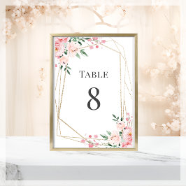 Tarjeta De Mesa Boda floral rosa Rubor