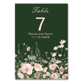 Tarjeta De Mesa Boda floral rosa Rubor de primavera de flores silv
