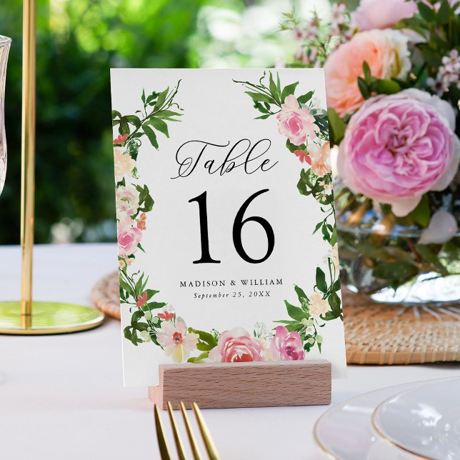 Tarjeta De Mesa Boda floral rosa suave (Subido por el creador)