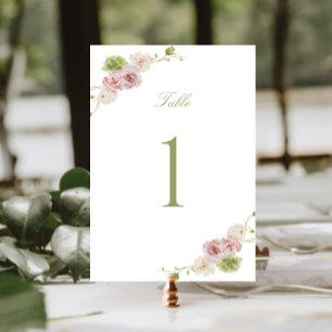 Tarjeta De Mesa Boda floral rosa verde