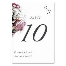 Tarjeta de mesa Boda floral rosa y blanca