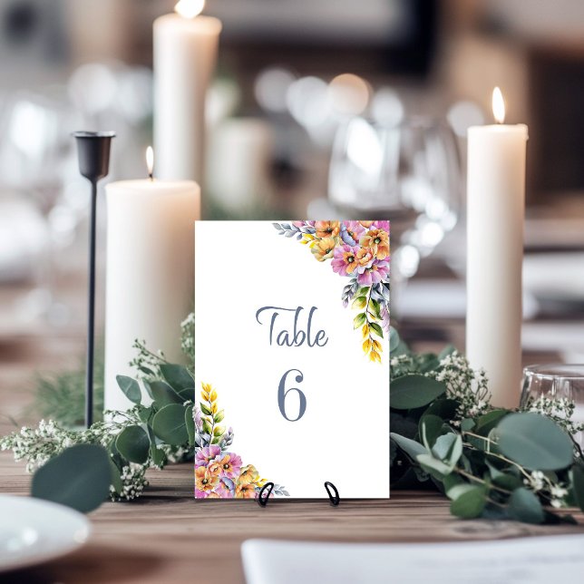 Tarjeta De Mesa Boda floral rosa y Naranja Número de tabla (Subido por el creador)