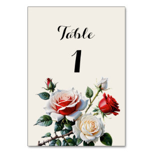 Tarjeta De Mesa boda floral rosas rojas blancas de color rosa boni