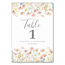 Tarjeta de mesa Boda floral Rubor Pink Wildflower