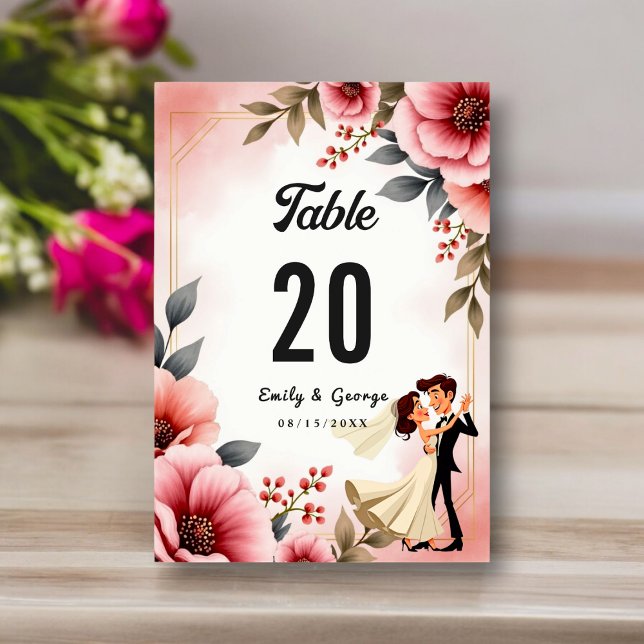 Tarjeta De Mesa Boda floral Rubor Rosa Rosa Groom Groom (Subido por el creador)