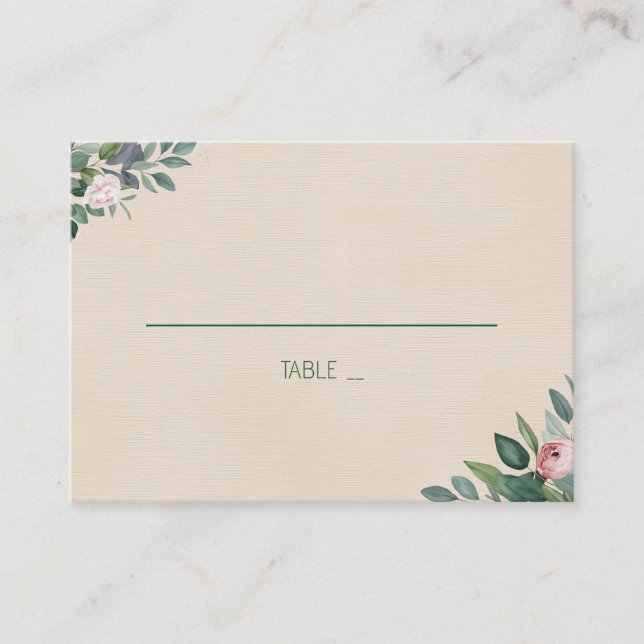 Tarjeta De Mesa Boda floral Rubor Sage (Anverso)