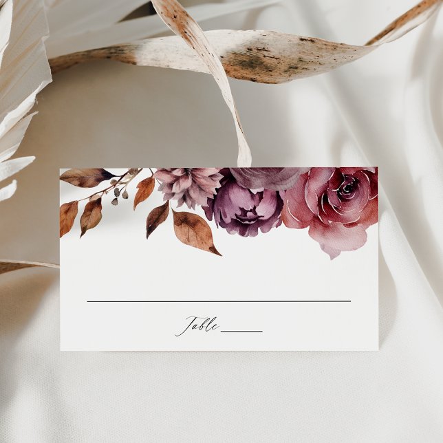Tarjeta De Mesa Boda floral Rustic Autumn Marsala (Subido por el creador)