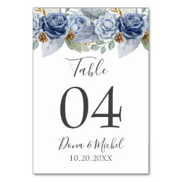 Tarjeta De Mesa Boda Floral Rustic Blue Winter