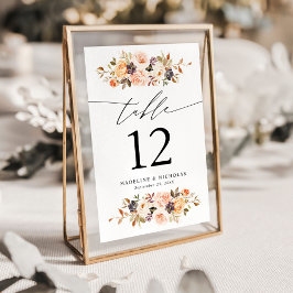 Tarjeta De Mesa Boda Floral Rústica Elegante de Otoño