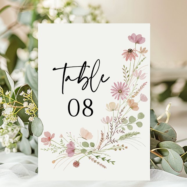 Tarjeta De Mesa Boda floral silvestre boho neutral (Subido por el creador)