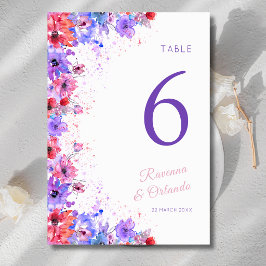 Tarjeta De Mesa Boda Floral Silvestre Pastel Romántico Flor