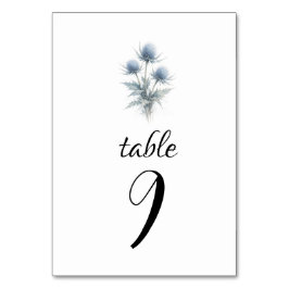 Tarjeta De Mesa Boda Floral Simple Escocesa Cardo Azul