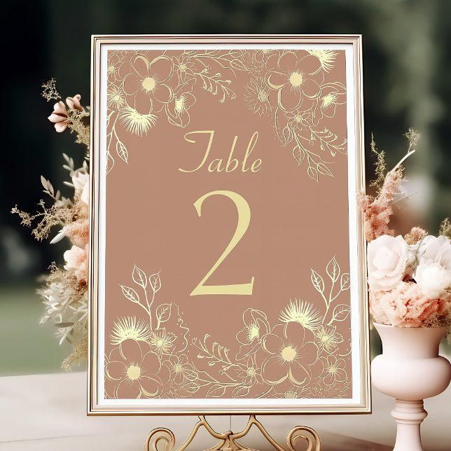 Tarjeta De Mesa Boda Floral Terracotta Número de tabla (Subido por el creador)