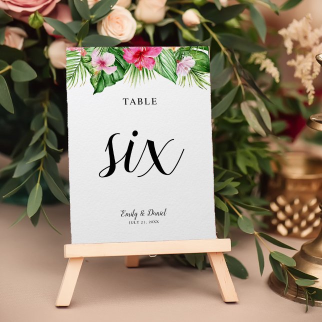 Tarjeta De Mesa Boda floral tropical acuática (Subido por el creador)