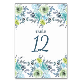 Tarjeta De Mesa Boda floral verde amarillo azul claro