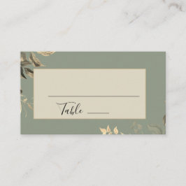 Tarjeta De Mesa Boda floral verde de hojas silvestres