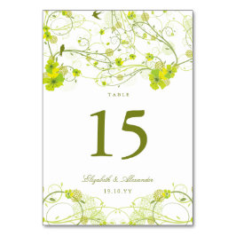 Tarjeta De Mesa Boda Floral Verde Hibiscus Swirls