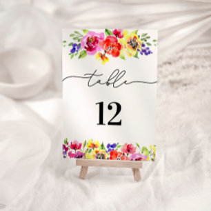 Tarjeta De Mesa Boda Floral vibrante