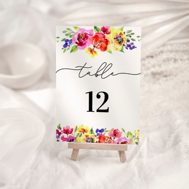 Tarjeta De Mesa Boda Floral vibrante (Subido por el creador)