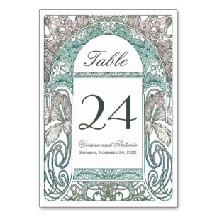 Tarjeta De Mesa Boda floral vintage Números de tabla IV (V.1)