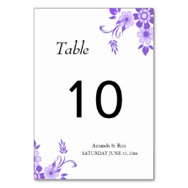 Tarjeta De Mesa Boda floral violeta