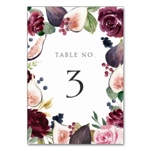 Tarjeta De Mesa Boda Floral y de Higo Moody Plum