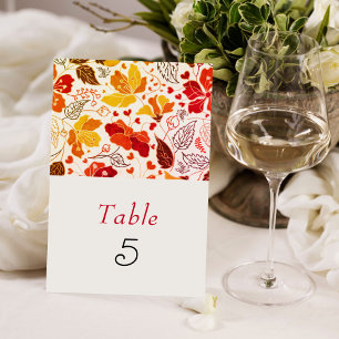 Tarjeta De Mesa Boda Florales de Hibisco Tropical Naranja Quemada